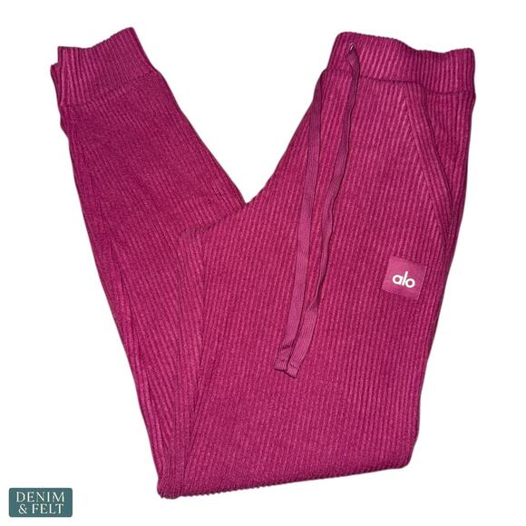 Alo Yoga Muse Sweatpants Raspberry Sorbet XXS Ribbed Cozy Lounge Jogger Pants - Picture 11 of 16